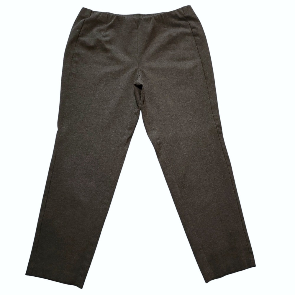 J. Jill‎ Ponte Slim Leg Pants Gray Charcoal Heather Pull On Stretch Trousers M